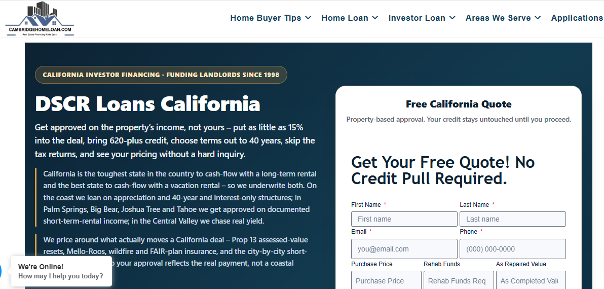 DSCR Loans in California by CambridgeHomeLoan
